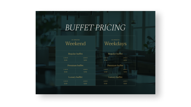 Buffet Pricing Page to List Out Your Special Buffet Deals