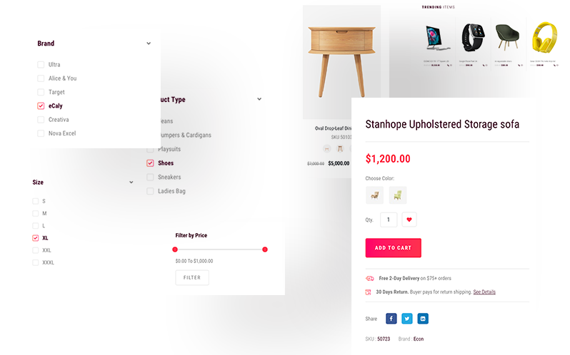 Filterable Product Lists & Detail Pages
