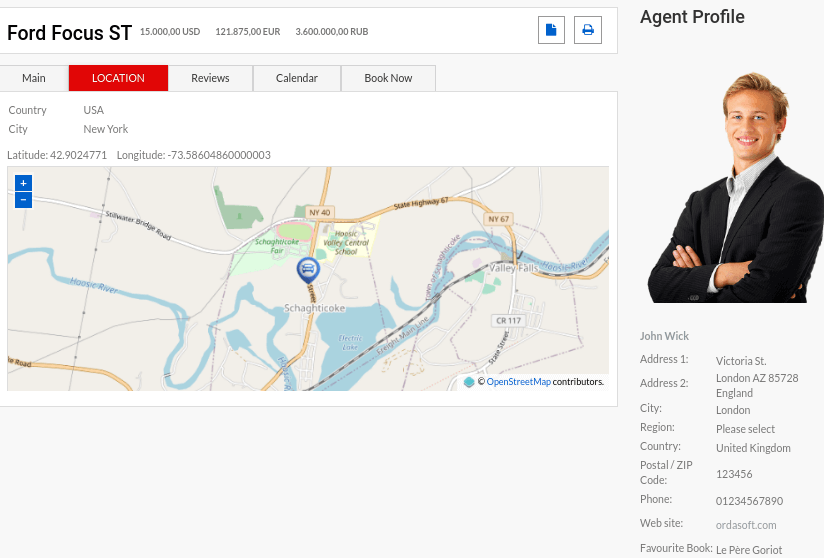Car Dealer Website Template agent