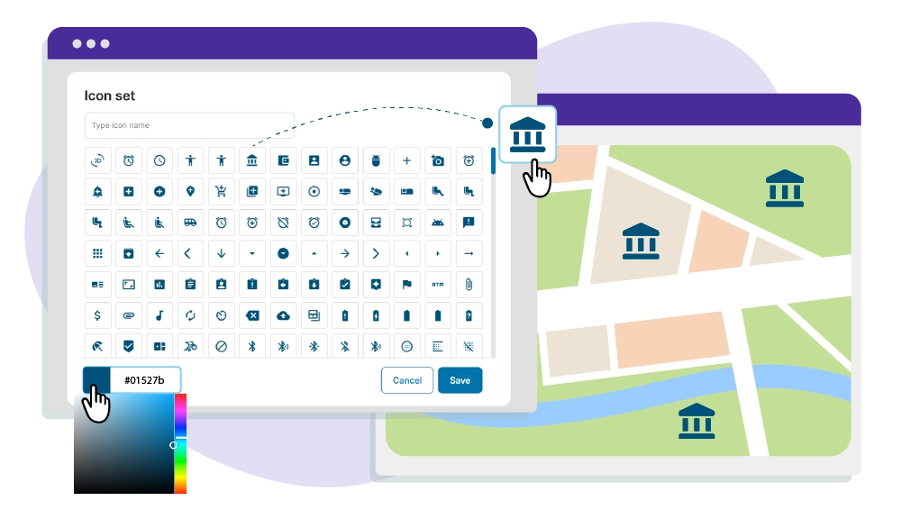 Customizable Google Maps SVG icons for your locations Make your store locators more visually appealing by customizing your location markers with SVG icons that match your brand. Whether it’s a shopping cart for retail stores or a coffee cup for cafés, you can create a professional look and enhance map readability. ✅ Super complete SVG icon set from Google Maps ✅ Fully scalable SVG icons ensure sharp visuals ✅ Customize markers by category (e.g., retail, food, services) ✅ Improve user experience with visually distinct icons