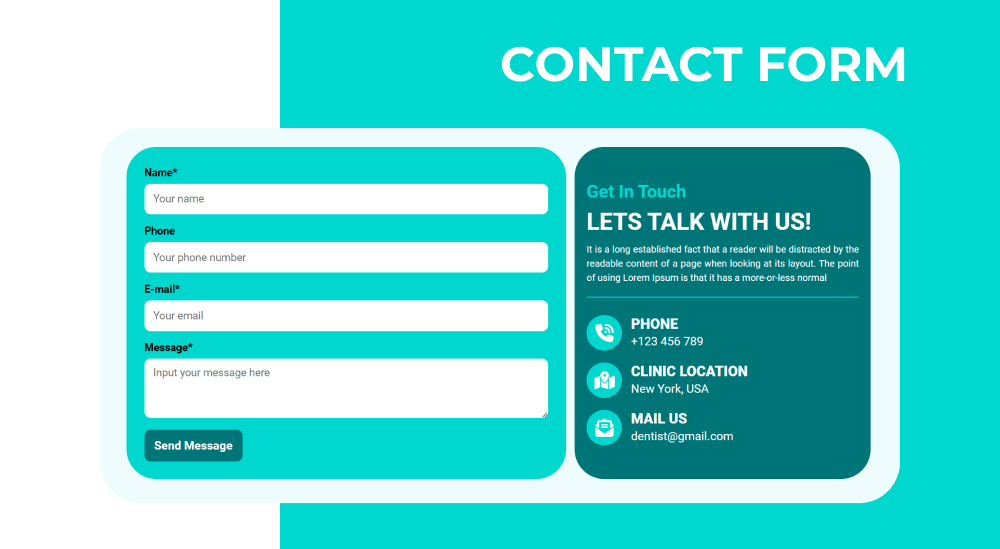 dentist joomla template contact form