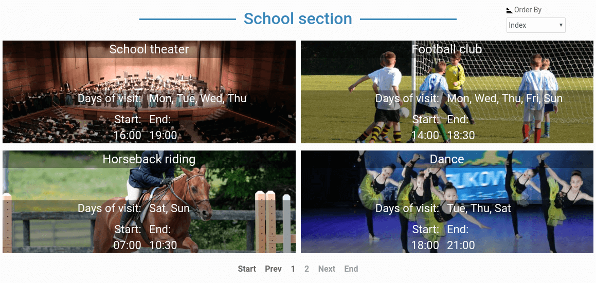 education website template sections