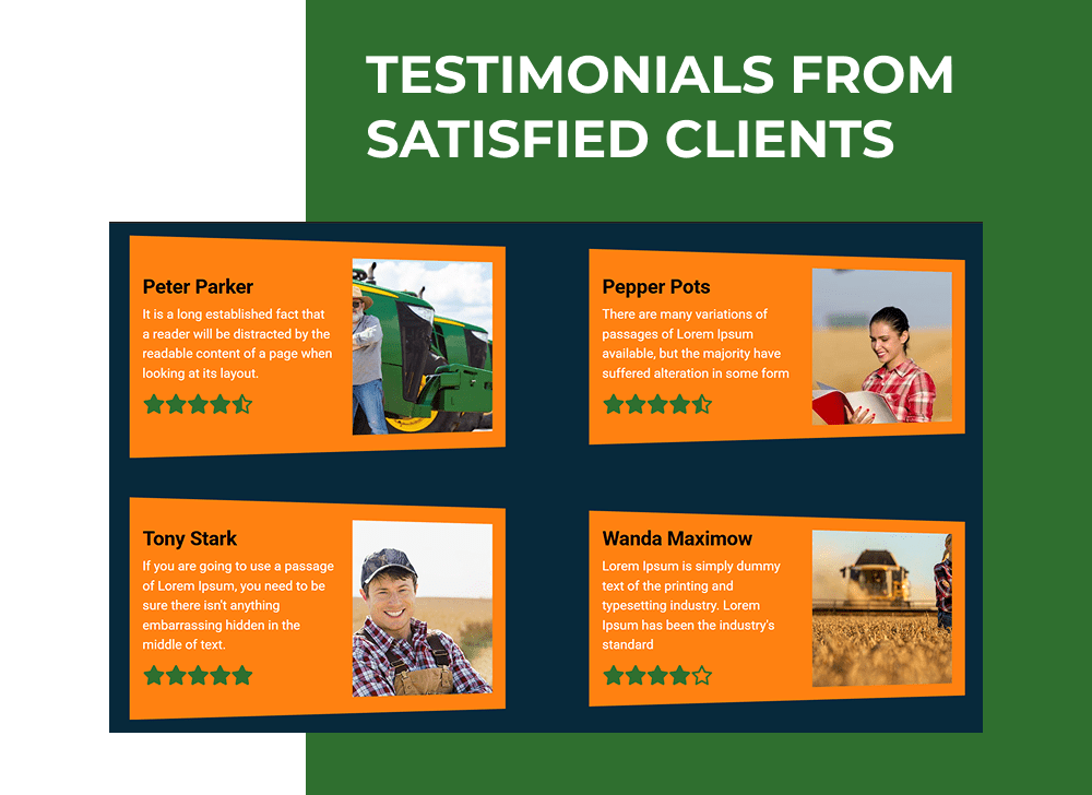 farm machinery Joomla template testimonials