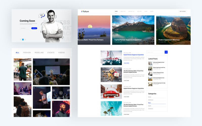 Blog, Interactive Gallery & Built-in Pages