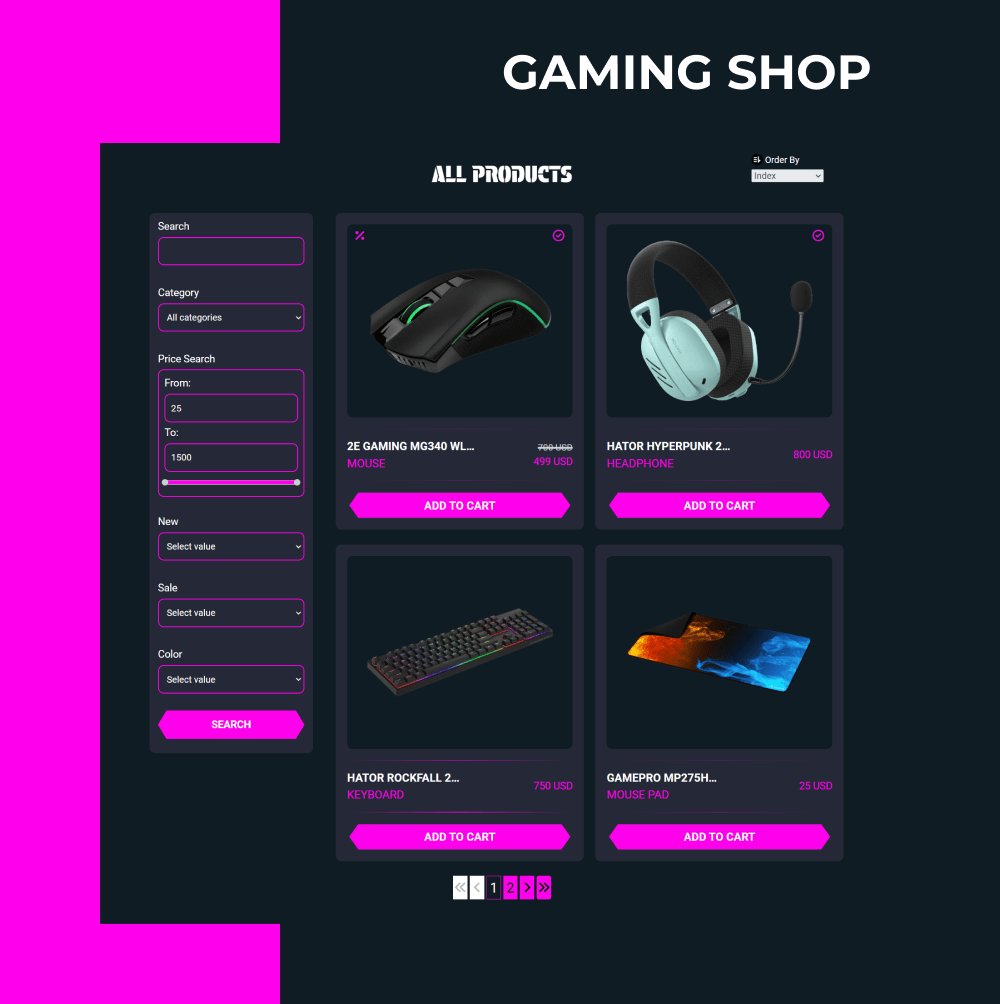 gaming Joomla template gaming shop