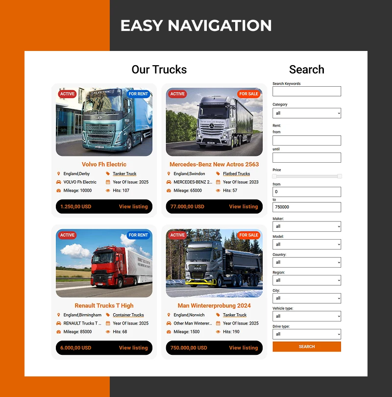 hard truck joomla template easy navigation