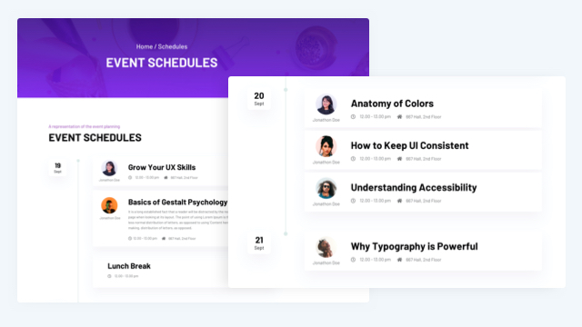 Schedule & Showcase Events Stylishly