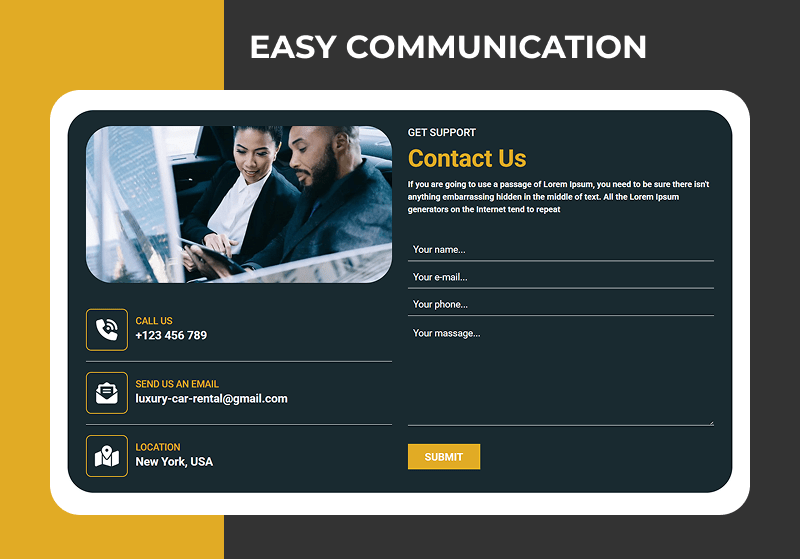 limousine website template contact form