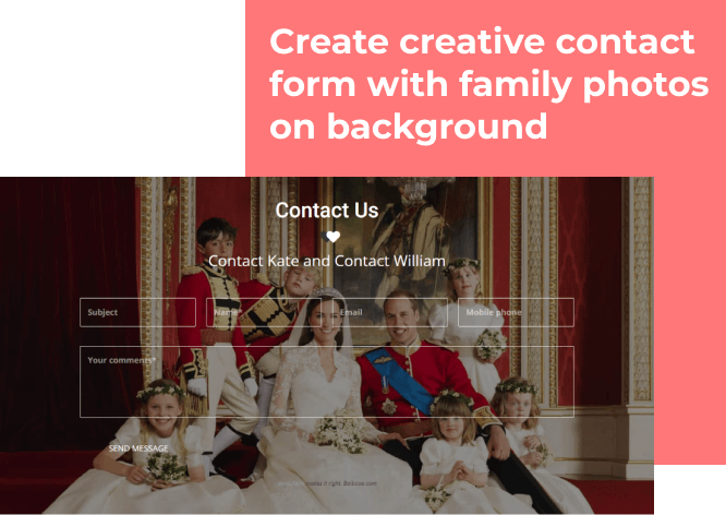 love story family tree website template contact form