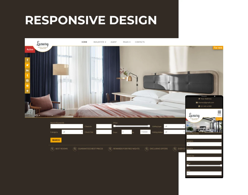 luxury hotel joomla template responsive design