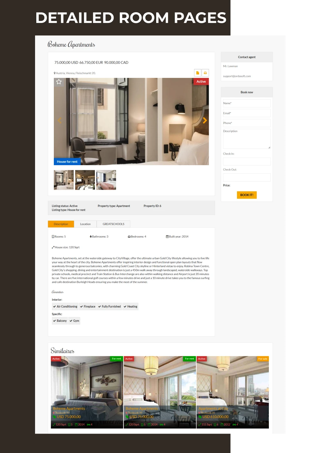 luxury hotel joomla template room page