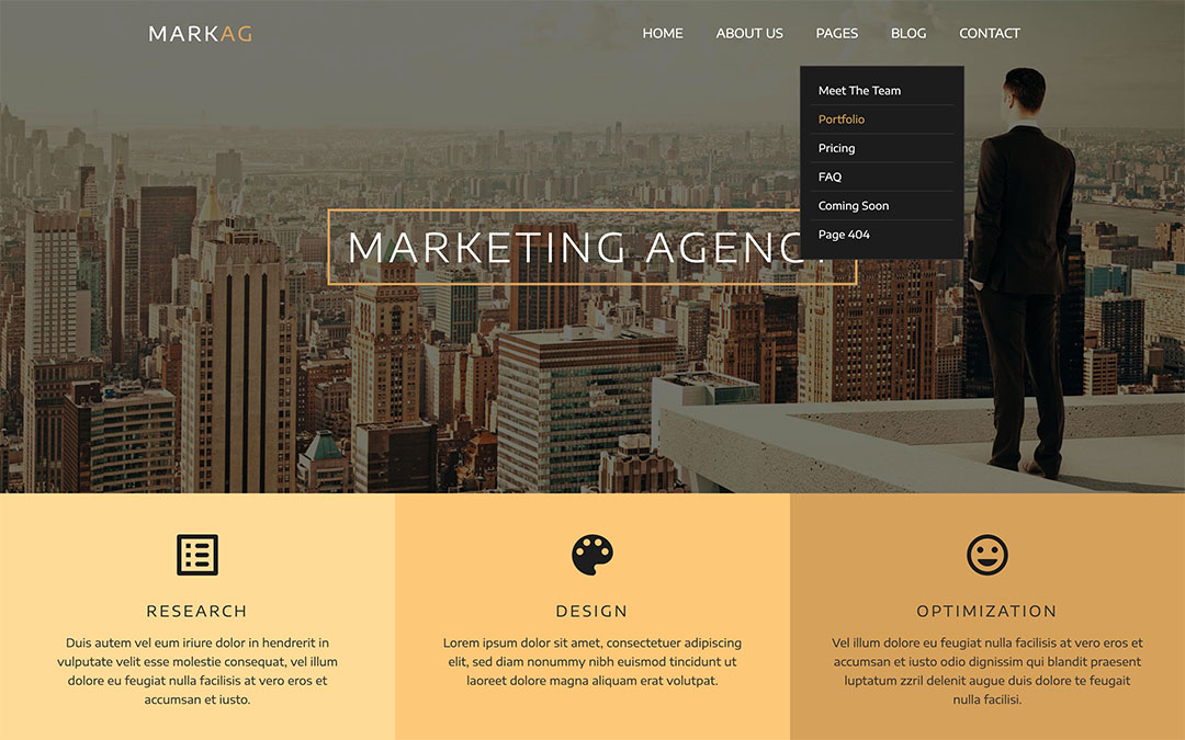 This template includes a top menu with nested sub-menus in multiple levels. Sub-menu opens on mouse over action. The menu is fully responsive and it's converted to a responsive menu that's easy to handle on smaller screens. Through the template settings, you can change colors, fonts, sizes, and many other parameters for each menu.