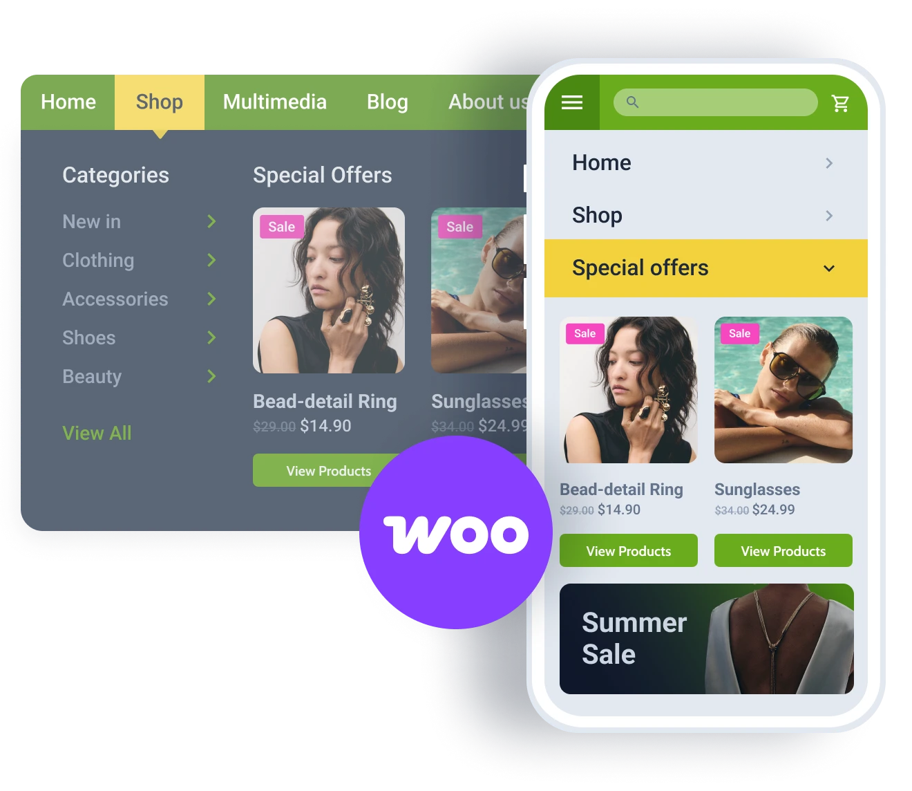 mobile menu layout for e-commerce projects