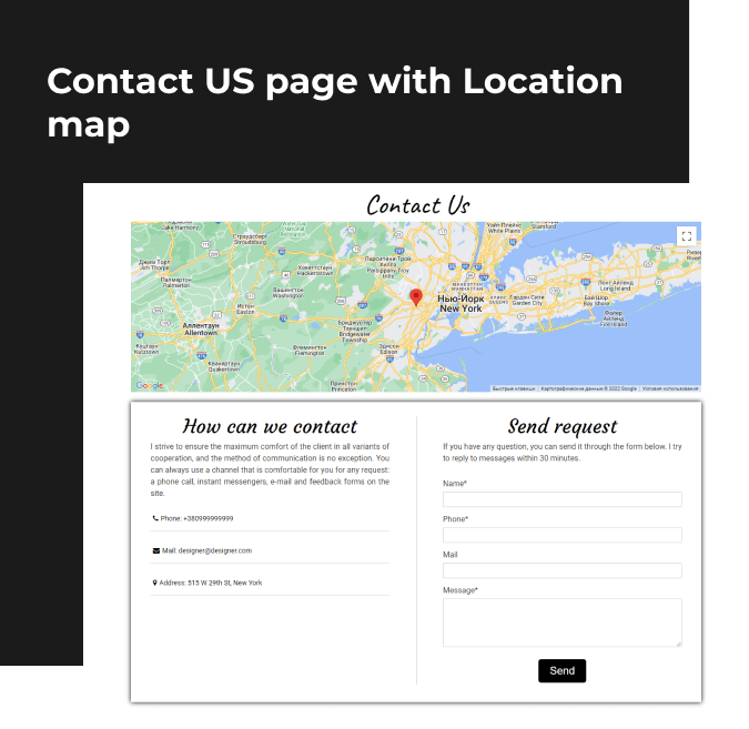 portfolio website template contact us page