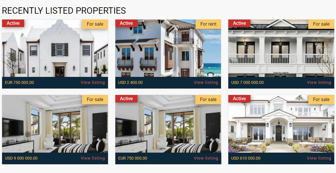 property Joomla template recently listed