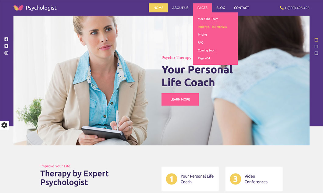This template has a top menu with submenu items on multiple levels. The sub-menu panes open on mouse-over action. The menu is fully responsive and it's converted to a responsive menu that's easy to handle on tablets and smartphones. You can change colors, fonts, sizes and other menu parameters.