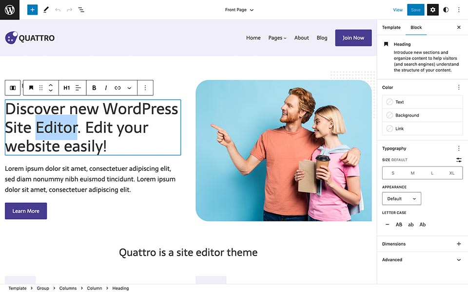 Quattro — Block WordPress Theme