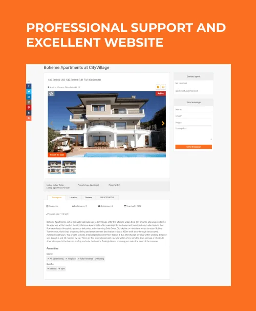 rental apartment Joomla template professional support