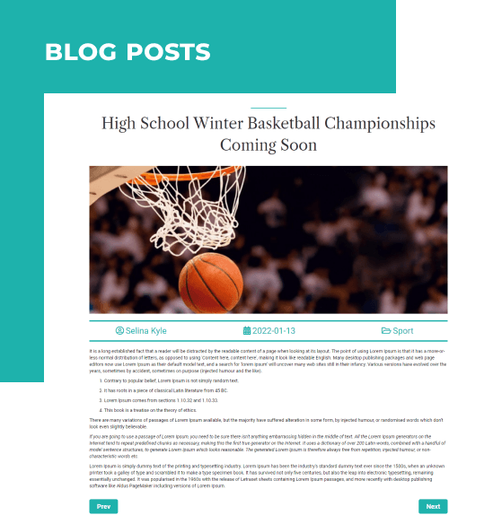 school website template blog posts