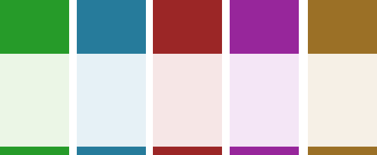 There are 5 color schemes included with the Spa Joomla template.\n\nThe predefined color combinations are shown in the image. However, if none of these options suit your preference, you can create a custom color scheme or modify the existing ones in the template settings.