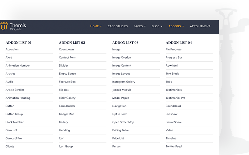 Predesigned Addon Elements