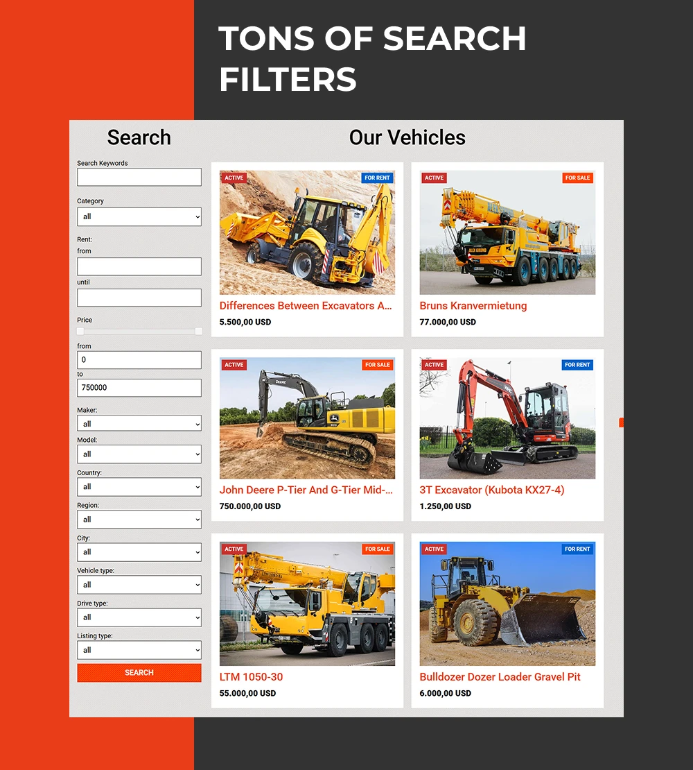 vehicle park car rental template tons of search filters