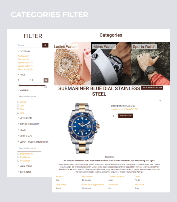 watches shop joomla template filters