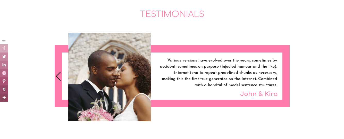 wedding joomla template testimonials
