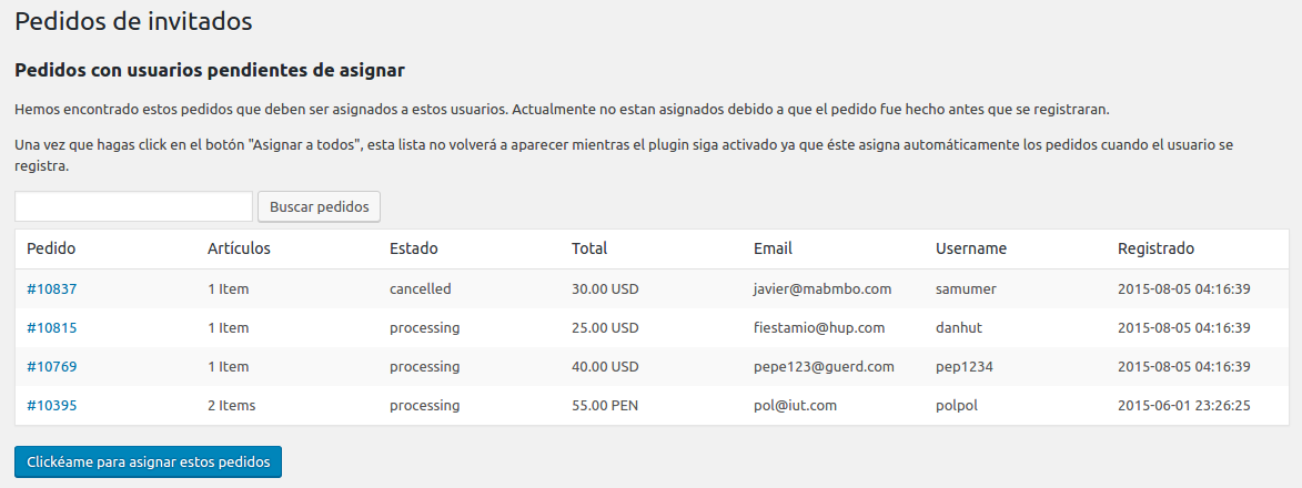 WooCommerce Link Guest Orders